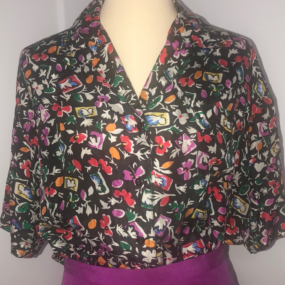 Vintage Rayon Floral Blouse